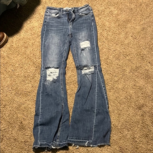 Women's Distressed Blue Jeans - Picture 1 of 1